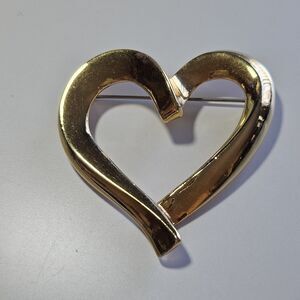 AFJ Gold Tone Open Heart Brooch
